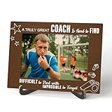 Qiwog Best Coach Photo Frame, A Truly Great Coach Are Hard To Find Wooden Desktop Photo Frame with Stand - Sports Coach Picture Frame Gifts - Thank You Appreciation Gifts for Coach -A25, Rustic