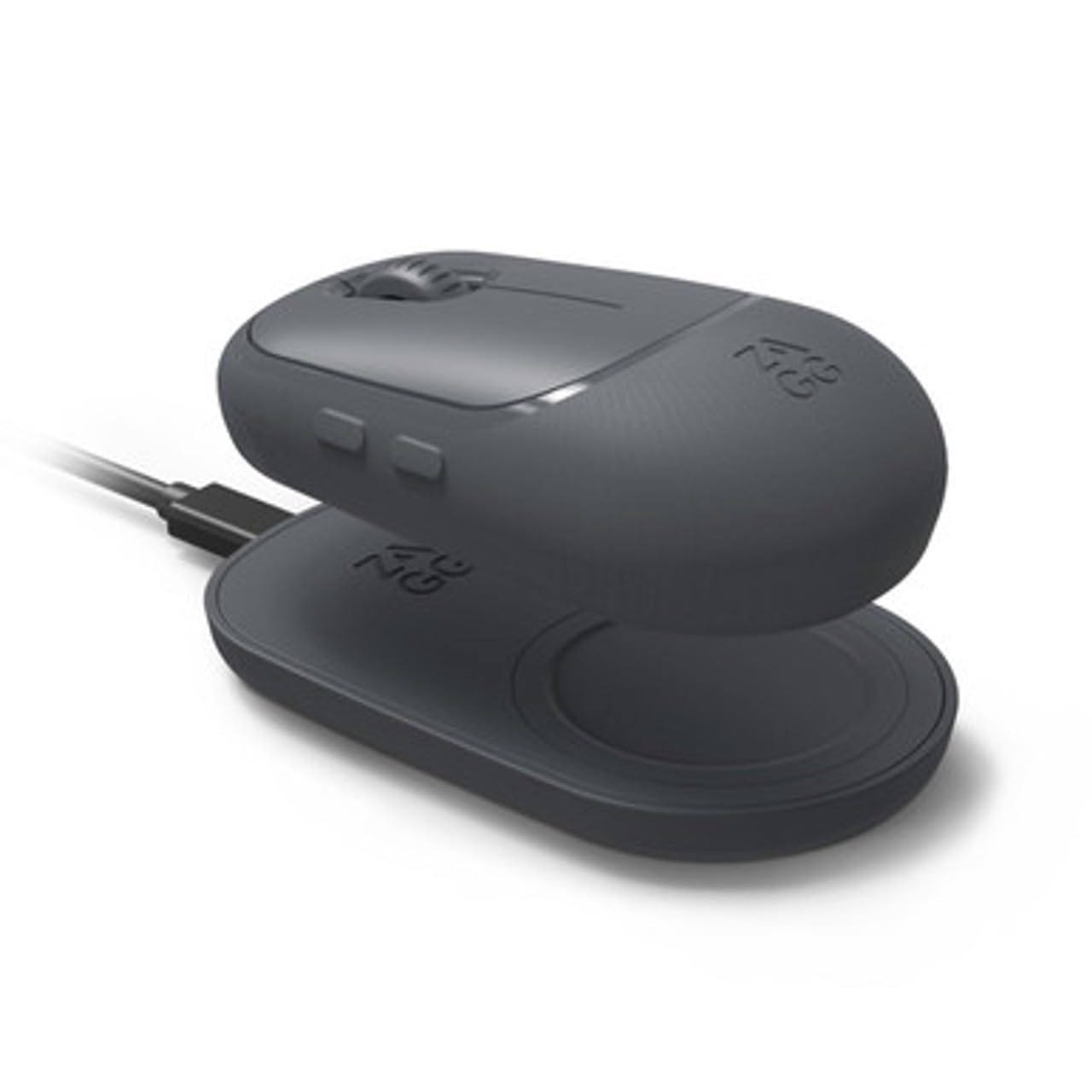 ZAGG Pro Mouse W/​Wireless Charging Pad, Universale, Senza Batterie, Ricarica con l'Uso, Carbone