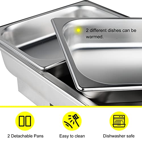 Roll Top Chef Chafing Dish Buffet Set 2 Pan Food Warmer Buffet Servers And Warmers Digital Display Temperature Warming Tray Bain Marie Food Warmer For Parties Commercial Food Steam Table #TOP1