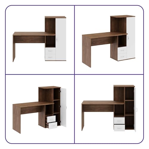 Image of Wakefit Cupen Engineered Wood Study Table - Columbian Walnut & Frosty White