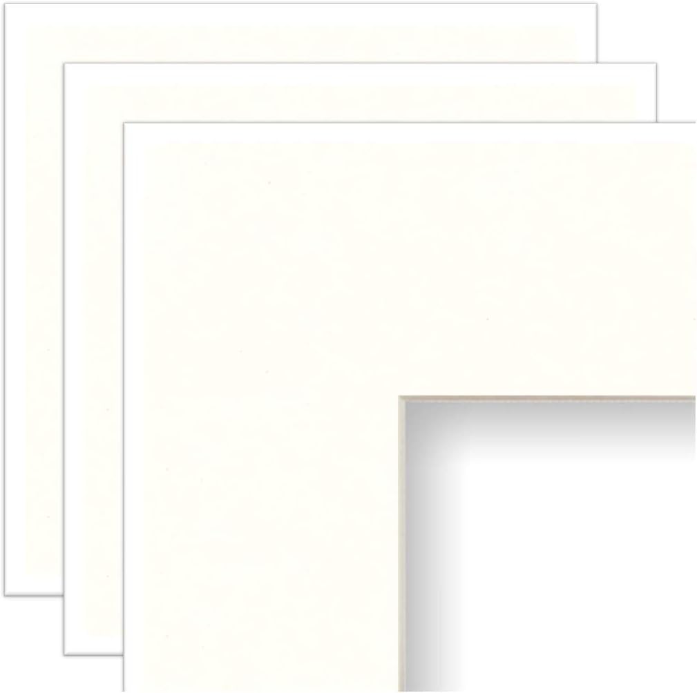 Frame Amo 24x36 White Mat for Picture Frame, Bevel Cut for 20x30 Picture or Poster, Cream Core, 3-Pack