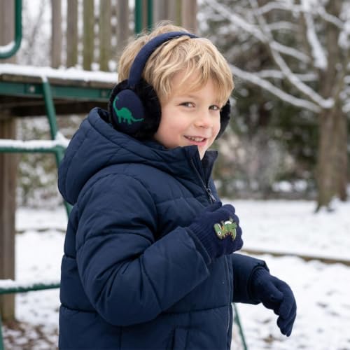 Orejeras de dinosaurio LUCKYBUNNY de punto con forro polar para niños en invierno 2