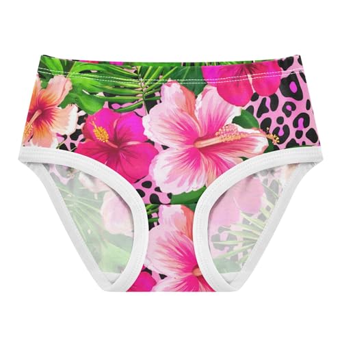 Pink Hibiscus Flowers Tropical Toddlers Underwear Floral 2t Cotton Cute Panties Girl Aesthetic Undies Kids Briefs