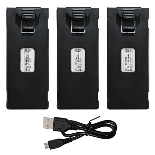 sea jump 3PCS 3.7V 1000mAh Lipo Battery with USB Charging