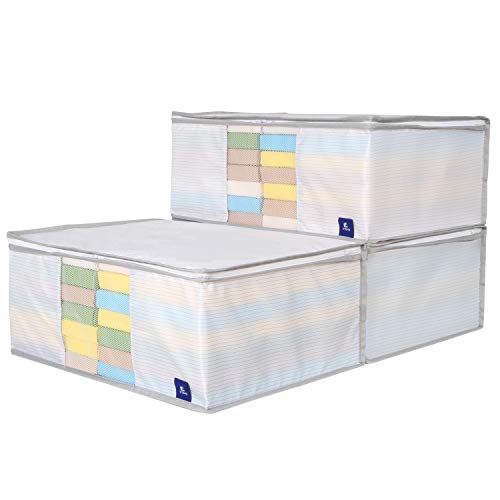 アストロ 収納ケース 衣類用 3個組 ホワイト ボーダー柄 洗える 帯電防止 静電気防止 防塵 清潔 821-42