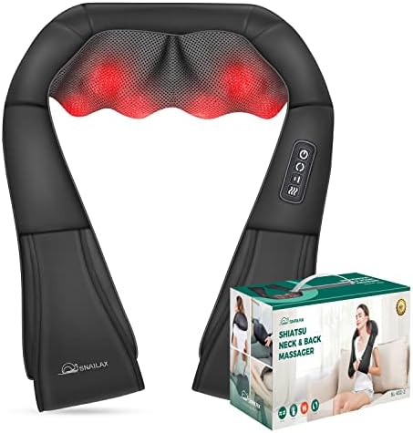 Snailax Shiatsu Neck and Back Massager with Heat, Gifts for Women Men, Heated Shoulder Massager for Pain Relief Deep Tissue, Electric Massagers for Neck, Back, Shoulder, Full Body