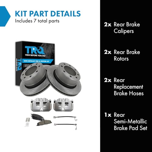 Image of TRQ Rear Brake Pad & Rotor Kit Semi-Metallic Compatible with 2014-2014 Ram 2500