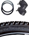 Metro Rambo Bike Tyre 26 x 1.95 with Inner Tubes, Mountain Bicycle Tyres Set of 2, Black
