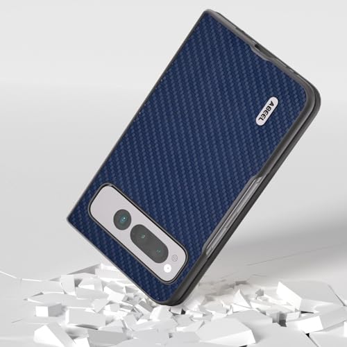 Coque Google Pixel Fold en cuir bleu marine et carbone - 3