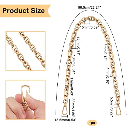 PandaHall Metal Handbag Chain Straps 22.2 Inch Purse Clutches Handles Golden Chunky Metal Chains Flat Chain Strap with Alloy Swivel Clasps for Clutch Handbag Crossbody Bag Replacement - Image 4