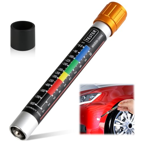 Magnetic Car Paint Thickness Gauge, Battery-Free Coating Tester with Micron-Level Color Scale, Aluminium and Plastic Body for Used Car Inspection, Waterproof and Portable for Outdoor Use