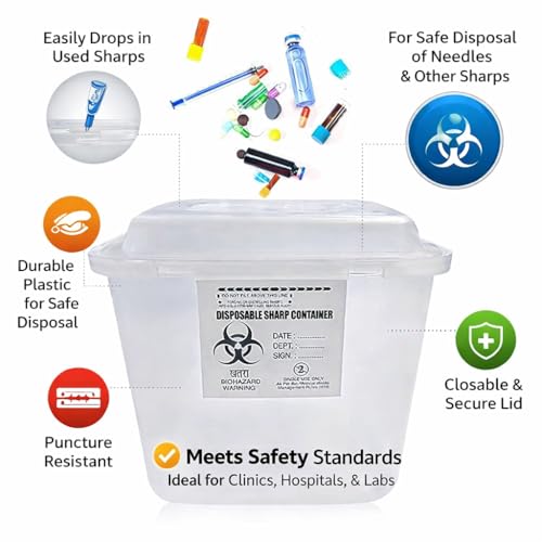 Image of Sharps Containers | Bio-hazard | Bio-Medical Sharps Container Puncture Proof Box (1.5 Liter) 1 Piece