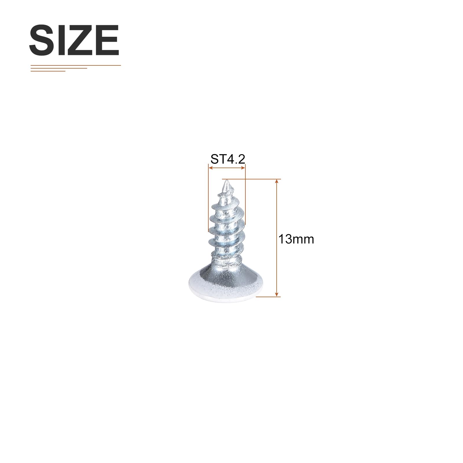 DTGN 50Pcs ST4.2x25mm Self Drilling Screws, Carbon Steel White Flat Head Phillips Sheet Metal Screw - Image 2