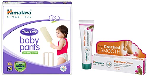Himalaya Total Care Baby Pants Diapers, Extra Large (12-17 kg), 74 Count & Himalaya Wellness Foot Care Cream | Moisturizes and Soothes Feet |, 50gm