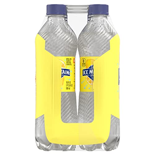 Image of Sparkling Ice Mountain Brand Natural Spring Water, Lively Lemon, 16.9 Fl Oz Plastic Bottle, Pack of 8