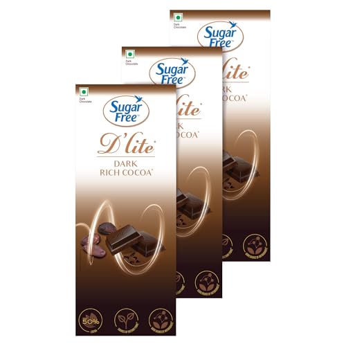Image of Sugar Free D'lite Rich Cocoa Dark Chocolate Bar, 80 Grams (Pack Of 3)