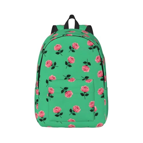 Sac à dos fleuri vert et rose pour femme de 17,7 pouces idéal comme grand sac de voyage floral