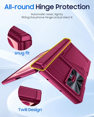 Image of for Samsung Galaxy Z Fold 8 Ultra Case Wallet & HD Screen Protector | Card Holder RFID Blocking, Slide Lens Cover, Hinge Protection, Shockproof Phone Cover for Z Fold 8 Ultra (Rose Red)