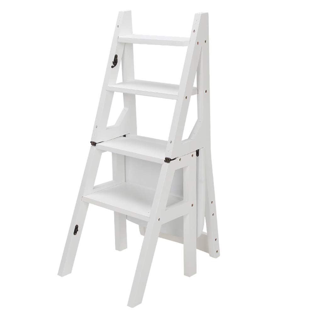 Tabouret échelle pliable dans la cuisine comme chaise de repas ou étagère à double usage en couleur C