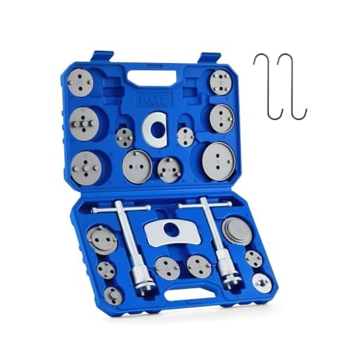 OMT 24pcs Brake Caliper Tool, Heavy Duty Brake Caliper Compression Tool Caliper Piston Tool for Brake Pad Replacement Reset, with Thrust Bolt Assemblies Retaining Plates 18 Disc Adapters