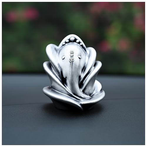 Image of Artarium Small Ganesha Ji Idol Statue, Ganpati Rose Shape Murti (Height 3 Inch), Figurine for Car Dashboard, Pooja, Unique Wedding & Birthday Gift, Sculpture, House Warming - Silver