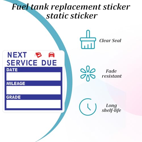 HZEL Car Oil Change Sticker, 2 x 2 100PCS Static Cling Clear Windshield Oil Change Service Reminder Decal, No Residue Automotive Window Next Service Due Label Decor, Universal for Vehicles (Blue/Red)