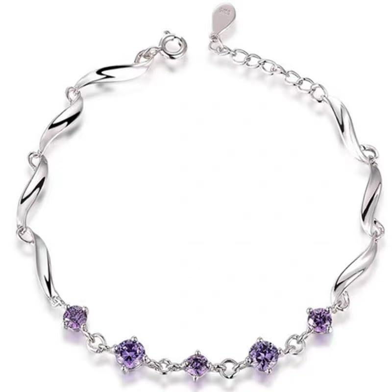 Bracelet d'amitié en argent sterling et améthyste, cadeau maman
