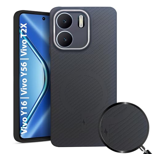 Image of LIRAMARK Rugged Carbon Fibre TPU Armor Silicone Back Cover Case for Vivo Y16 | Vivo Y56 | Vivo T2X