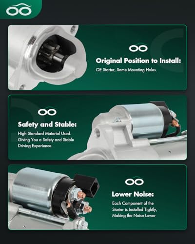 Image of SCITOO Starter Motor fit for Hyundai for Azera 3.3L 2009-2011,for Hyundai for Entourage 3.8L 2008,for Hyundai for Veracruz 3.8L 2010-2012 Replacement Starter 6976,17595