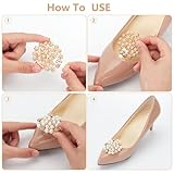 WADORN 1 Pair Crystal Rhinestone Shoe Clips, Pearls Flowers Rhinestone Shoe Clips Bridal Wedding Shoe Charms Shiny Shoe Decoration Clip Detachable Shoe Clip Buckle For Heels Wedding Party Shoe - Image 4