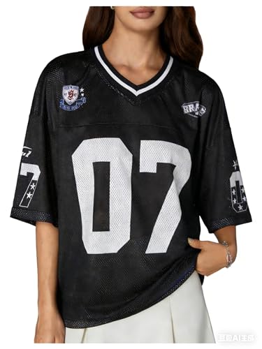 SOLY HUX Jersey Shirts for Women Y2k Graphic Number Oversized Tees