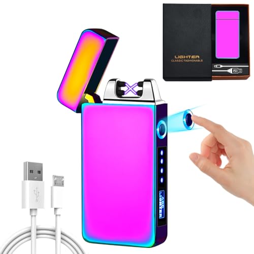 Briquet Electrique Rechargeable, Briquet Double Arc avec USB Câble, Rechargeable USB Coupe-Vent...