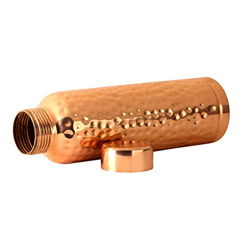 Image of Unify Copper Bottles for Water 1 Liter, Leak Proof 100% Pure Copper Water Bottles 1 Litre - 1000ml, Marina Hammered