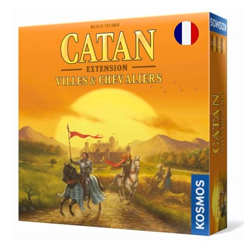 Kosmos - Catan : Extension Villes et Chevaliers - Jeu de Société pour Adultes et Enfants dès 12 Ans - 3 à 4 Joueurs - 120 Min - Jeu de Stratégie et de Négociation Immersif-Version Française