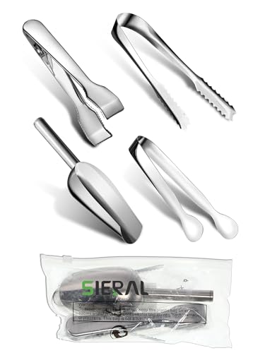 Sieral AE-SIERAL-56 4 Pieces Ice Tongs And Scoops Stainless Steel Ice Cube Tong thumb #7