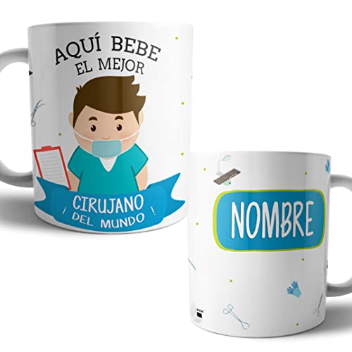 Kartoon Kase Taza Cirujano Original Personalizada con Nombre | Mejor del Mundo Taza Profesiones de Cafe Desayuno para Regalar (Cirujano)