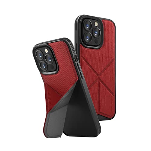 Uniq TRANSFORMA - Coque de Protection Anti-Choc avec Support Réglable (iPhone 13 Pro, Rouge)