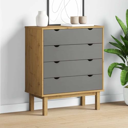 Armario con cajones para salón y dormitorio cómoda de madera maciza Otta gris 2