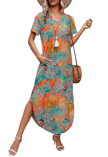 WIHOLL Women's Summer Short Sleeve Dresses Maxi Dress Vacation Beach Sundresses 2026 with Pockets - Image 3