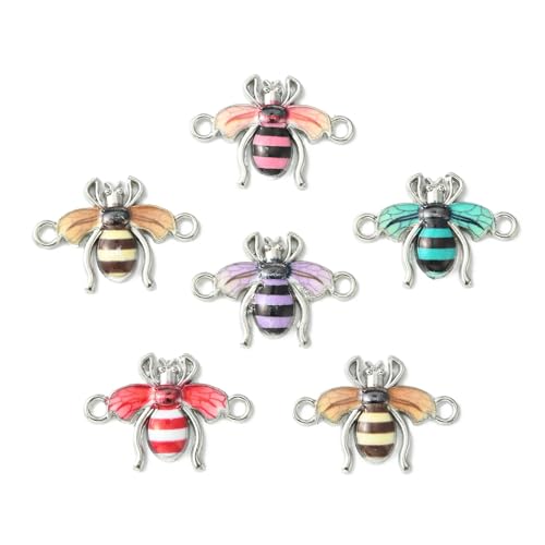 Airssory 10 Pcs Printed Animal Charms Links Enamel Honeybee Bee Charms for DIY Jewelry Making Bracelets Crafting