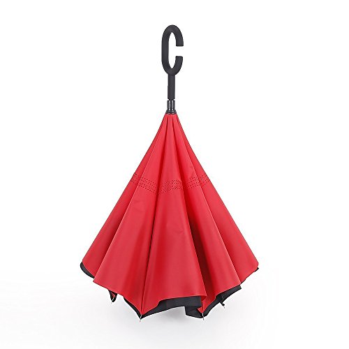 image for Owen Kyne Windproof Double Layer Folding Inverted Umbrella, Self Stand