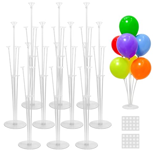 Image of JOYYPOP 10 Sets Balloon Stand Kit, Balloon Sticks with Base Party Supplies Birthday Graduation Party Decorations Wedding