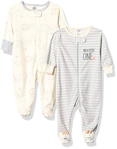 Gerber Baby Boys' 2-Pack Organic Sleep 'N Play, Orange Lion, 0-3 Months