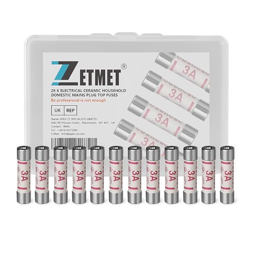 28 x 3Amp Fuses BS1362 Electrical Ceramic Household Domestic Mains Plug Top Fuses