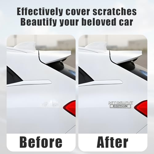 Image of HZEL Car Emblem, 2PCS 3D Retirement Vehicle Badge Edition Sticker, Automotive Exterior Bumper Hood Trunk Door Decal Replacement Accessories, Universal for SUV, Sedan, Truck (Silver Black)