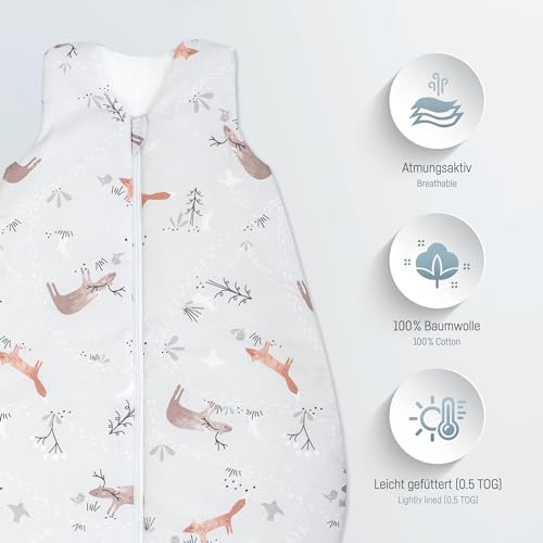 Julius Zöllner Babyzomerslaapzak van 100% katoen, maat 110, 24-48 maanden, standaard 100 door Oeko-Tex, made in Germany, Woodlife - Afbeelding 3