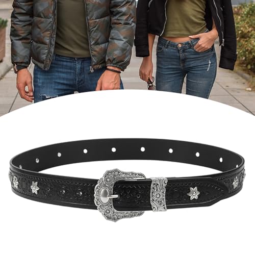 Stylish Black PU Belt Embellished Rivet Star Waist Belts for Men and Women and Casual Wear2