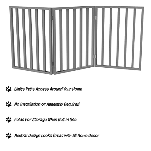 Indoor Pet Gate - 3-Panel Folding Dog Gate for Stairs or Doorways - 54x24-Inch Freestanding Pet Fence for Cats and Dogs… - Image 4