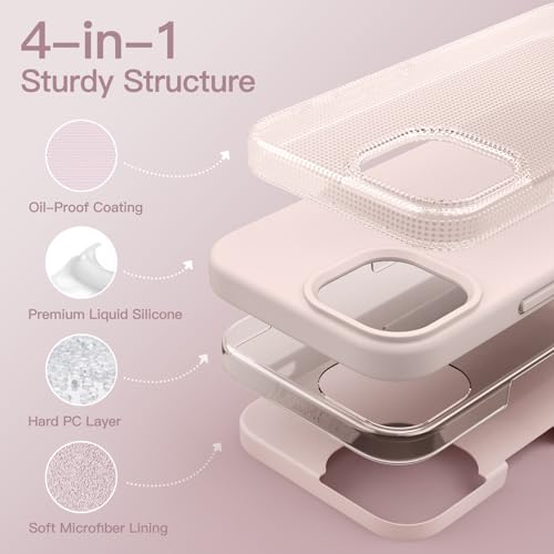 Image of JETech Silicone Case for iPhone 15 Pro, Light Pink | Silky Soft Touch, Shockproof Cover, Scratch Resistant, Microfiber Lining