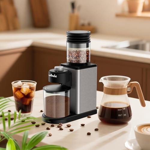 Miniatura 7 de Wancle Molinillo De Café Eléctrico Con Conos - 25 Niveles De Molienda Ajustables Para Espresso French Press Filtro, Capacidad 2-12 Tazas, Silencioso Antiadherente Con Soplador, Acero Inoxidable